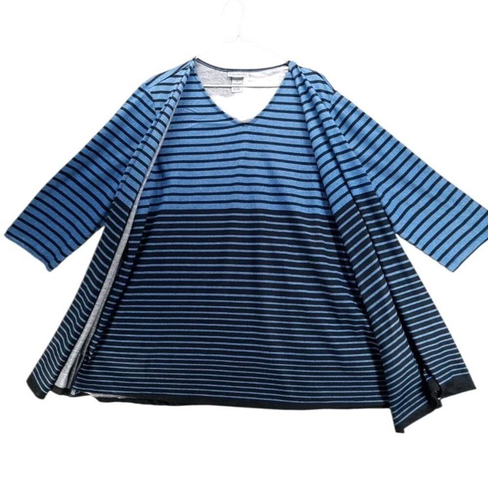 NWT Catherines Cardigan And Tank Top Women's 1X Striped V-Neck